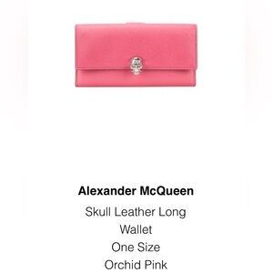 🎸💯AUTH. Alexander McQueen🎸‼️ NWT‼️ Leather Long Skull Wallet in Orchid Pink